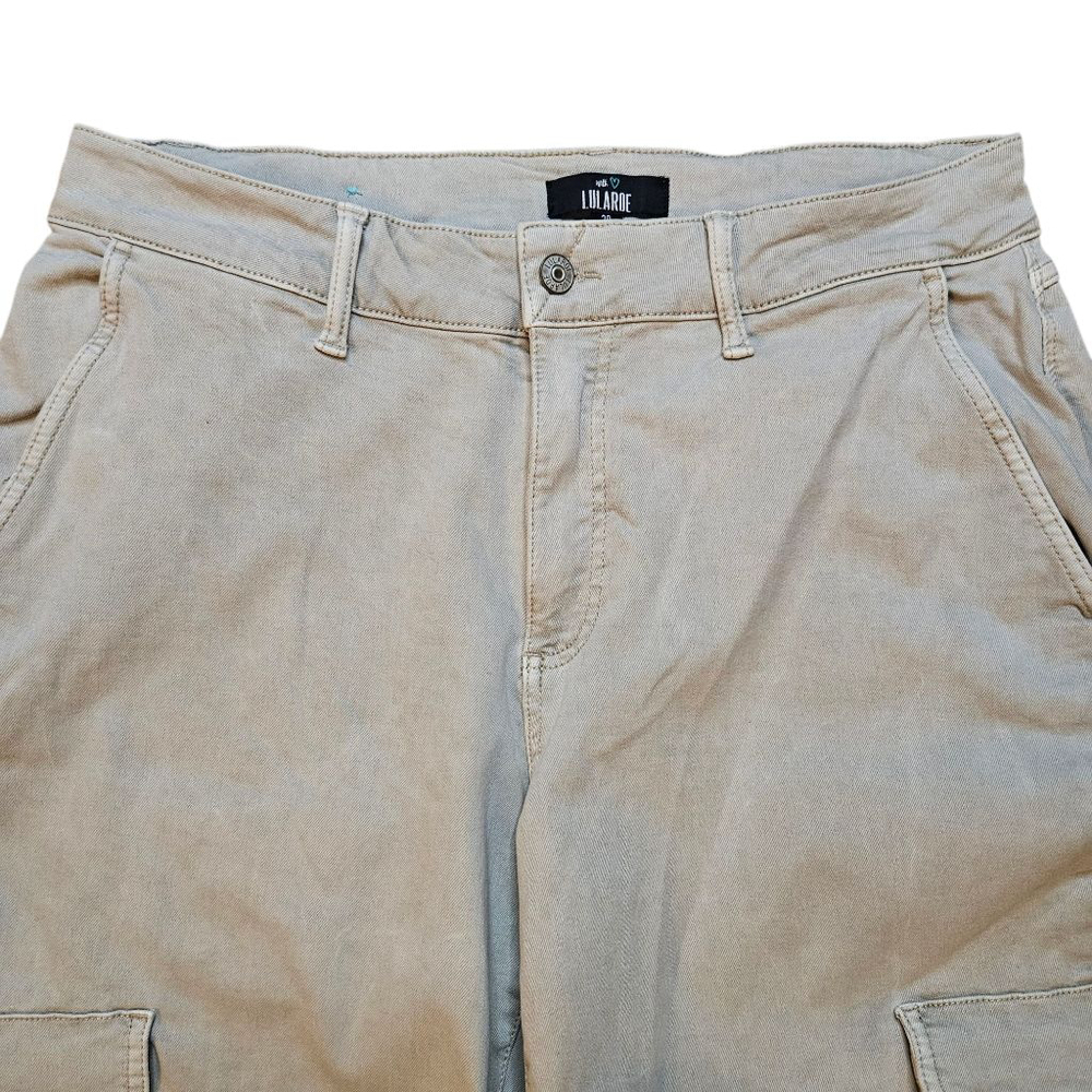 LuLaRoe 30 Khaki Utility Cargo Pants Soft Stretchy Twill - Picture 4 of 9